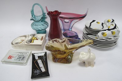 Lot 1216 - Art glass and ceramics, including Murano-style...