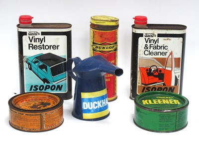 Lot 1423 - Half Pint Oil Can, Simoniz Wax Tins, David's...