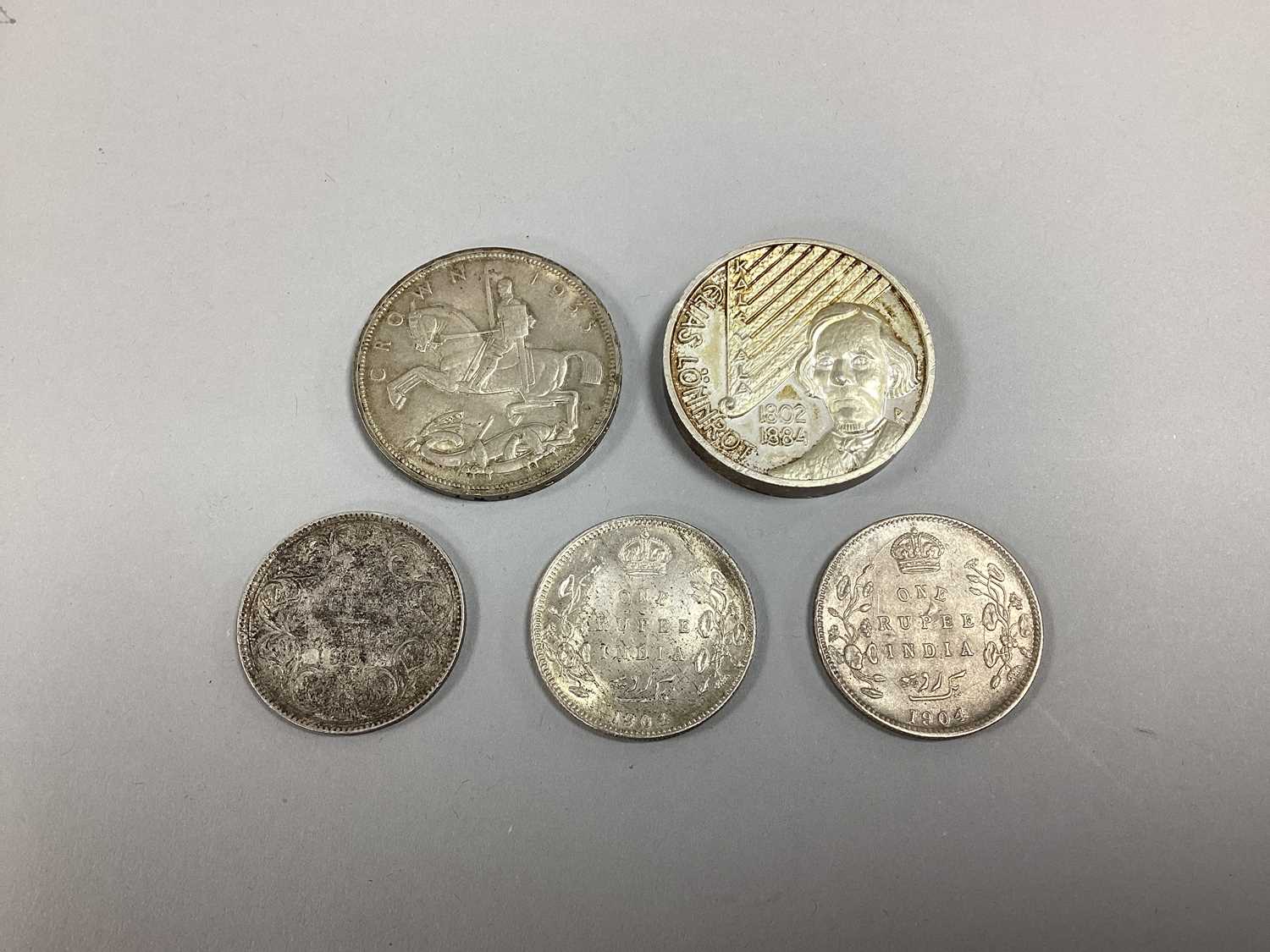 Lot 347 - 1935 George V Silver Crown, together with...