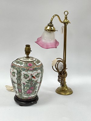 Lot 1522 - Two table lamps, comprising a vintage brass...