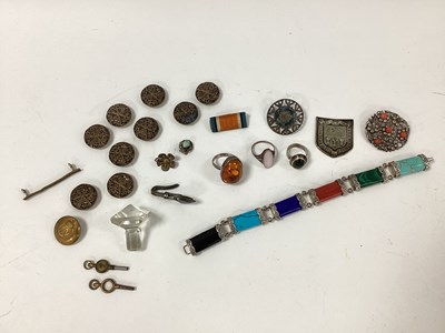 Lot 167 - A Harlequin Hardstone Panel Bracelet, a...
