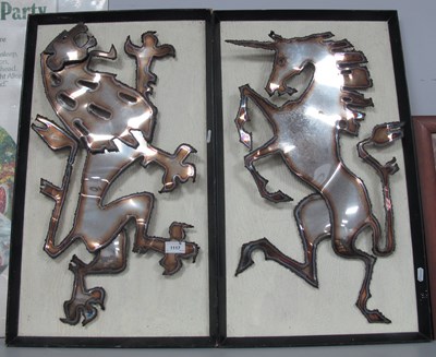 Lot 1117 - Pair of Polished Steel Mounted Wall Hangings...