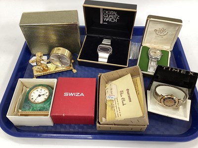 Lot 212 - Vintage Swiza Bedside Clocks, Wells USA retro...
