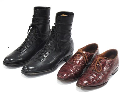 Lot 1430 - A Pair of Ladies Leather Boots with wooden...