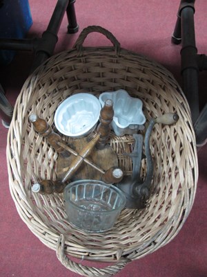 Lot 1110 - Kitchenalia - A Large Wicker Wash Basket, a...