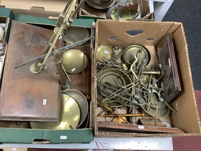 Lot 1062 - Disassembled brass balance scales and...