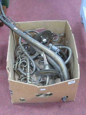 Lot 1442 - Brassware, including a pair of solid brass...