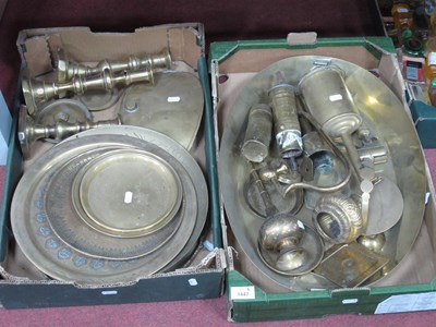 Lot 1447 - Brassware, including large serving tray with...
