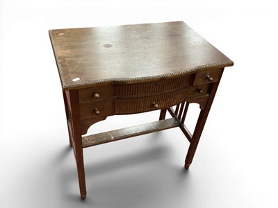Lot 1575 - Oak Bow Fronted Side Table with beadwork...