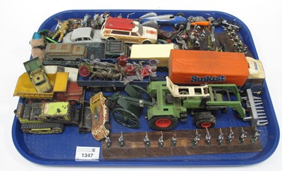 Lot 1347 - Vintage Model Soldiers, Sunkist lorry and...