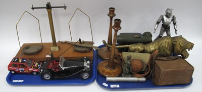 Lot 1395 - Brass Tiger, 40cm long, cameras, GEC torch,...