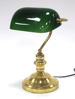Lot 1404 - A Vintage Banker's Desk Lamp with green glass...