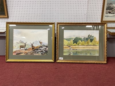 Lot 1477 - Roger Lee (British, XX Century) Stags in...