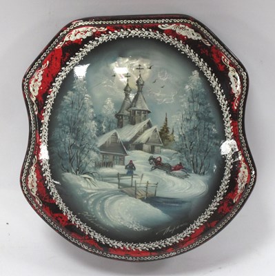 Lot 1303 - Russian Fedoskino Lacquered Box, the signed...