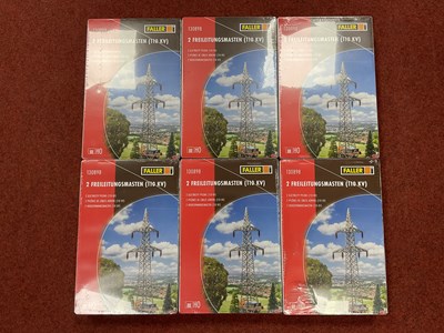 Lot 389 - Six boxed Faller HO scale electricity pylon...