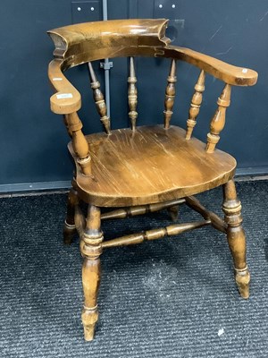 Lot 1561 - XX Century Pad Arm Captains Chiar, with a low...