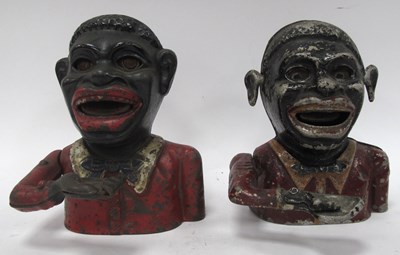 Lot 1382 - Two painted cast iron Jolly money boxes, H16cm....