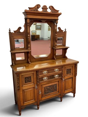 Lot 1524 - Walnut Mirror Back Sideboard, circa 1900, with...