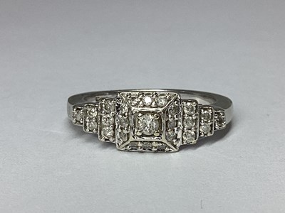 Lot 61 - A Modern 9ct White Gold Diamond Set Cluster...