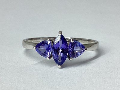 Lot 62 - A Modern 9ct White Gold Three Stone Dress Ring,...