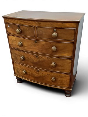 Lot 1542 - XIX Century Mahogany Bow Front Chest of Two...