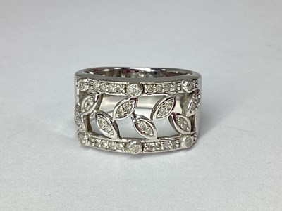 Lot 59 - A Modern 9ct White Gold Inset Band, of...