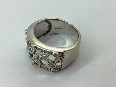 Lot 59 - A Modern 9ct White Gold Inset Band, of...