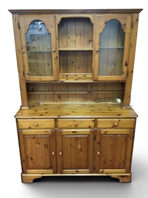 Lot 1521 - Ducal Pine Dresser, with glazed upper doors to...