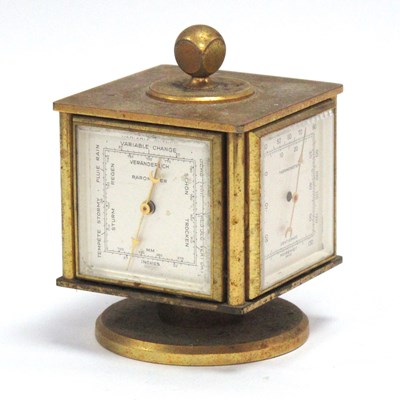 Lot 1407 - A vintage Swiss Imhof desk cube weather...