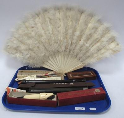 Lot 1399 - Swanee Whistle, Hohner Recorder, two bone fans,...