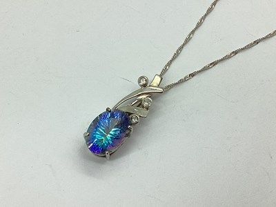 Lot 69 - A Modern 9ct White Gold Stone Set Pendant,...