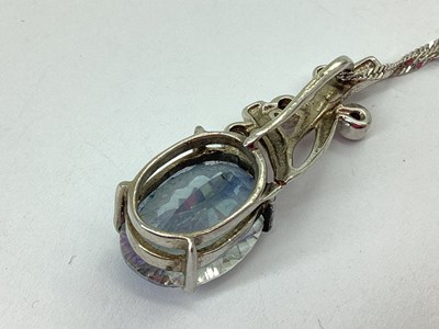 Lot 69 - A Modern 9ct White Gold Stone Set Pendant,...