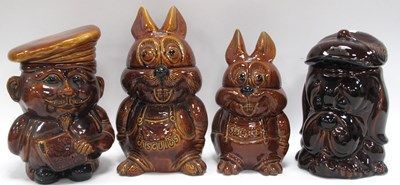 Lot 1246 - Four vintage PEK ceramic character biscuit...