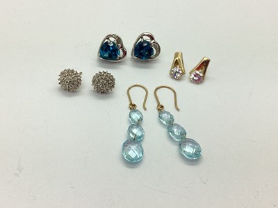Lot 99 - A Pair of 9ct White Gold Heart Shape Earrings,...