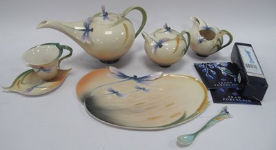 Lot 1258 - Franz Porcealin Dragonfly Teapot, kidney shape...