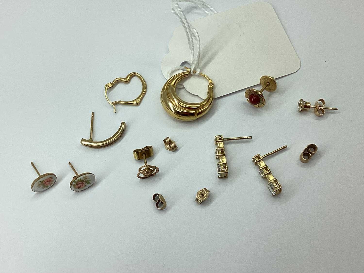 Lot 85 - A Collection of "375" and Other Earrings,...