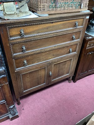 Lot 1518 - 1930's Oak Tallboy Chest, with three drawers...