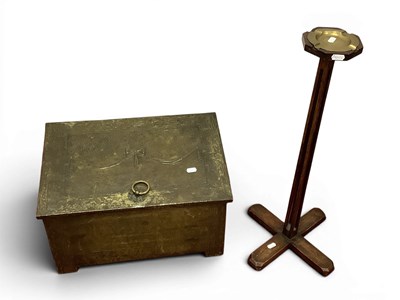 Lot 1541 - Beaten Brass Covered Coal Box, with lift up...