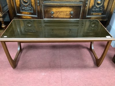 Lot 1568 - Teak Coffee Table, with black glass inset to...