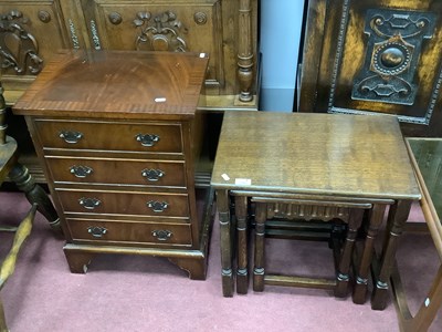 Lot 1565 - Nest of Oak Coffee Tables, mahogany chest of...