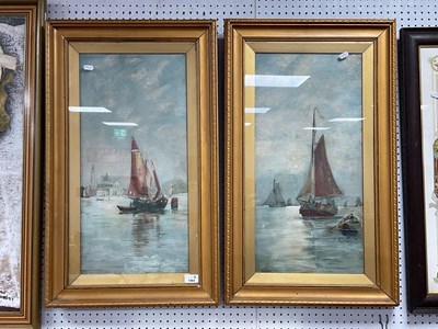 Lot 1464 - B. Levi, Continental Boating Scenes, one...