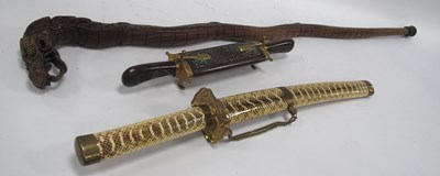 Lot 1331 - Chinese Snake Curved Knife 54cm long, Indian...