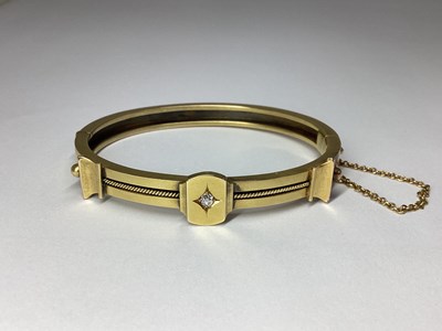 Lot 95 - An Antique Style Diamond Set Hinged Bangle,...