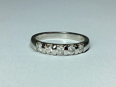 Lot 58 - A 9ct White Gold Five Stone Diamond Set Ring,...