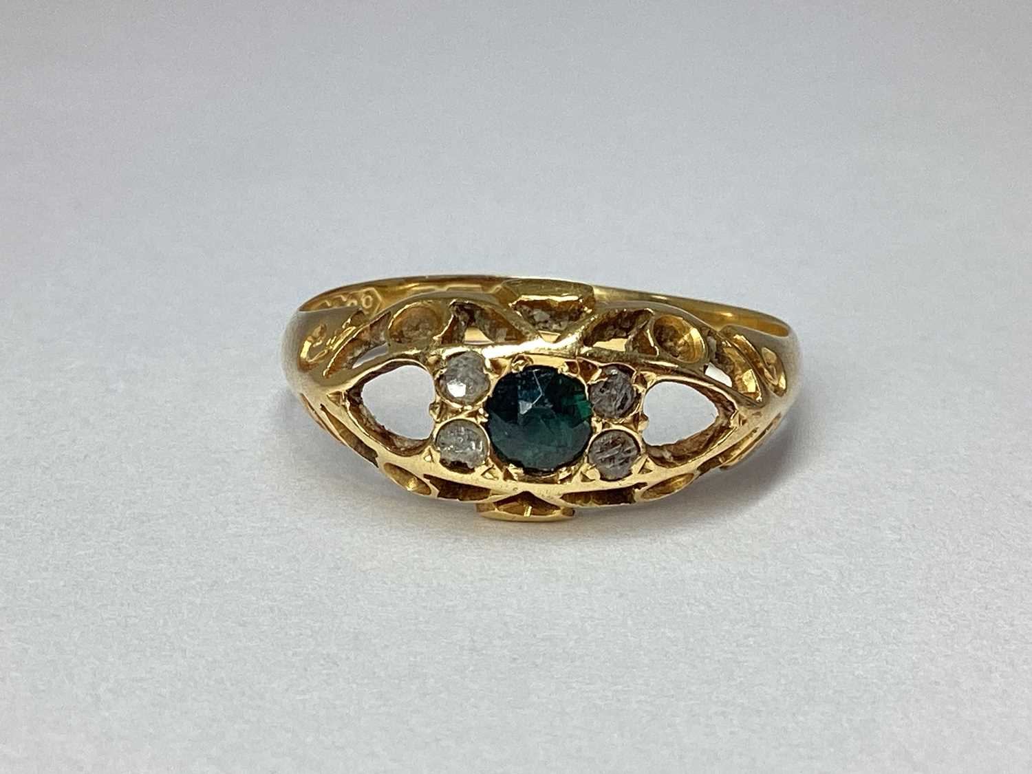 Lot 49 - An 18ct Gold Boat Shape Cluster Ring, (lacking...