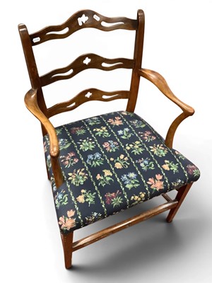 Lot 1557 - XX Century Ladderback Open Armchair, with...