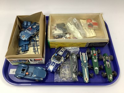 Lot 875 - Five kit built 1:32 scale slot cars. Mostly...