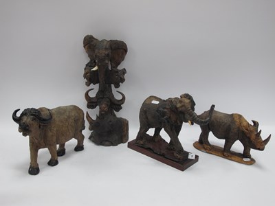 Lot 1382 - Africa hand-crafted wooden animal carvings,...