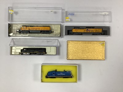 Lot 764 - Four boxed N gauge American diesels: a Kato...