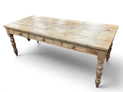 Lot 1509 - Pine Kitchen Table, with planked top, three...